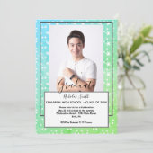 MODERN MANNELIJKE AFSTUDEERDERS GROEN STARS | GRAD KAART (Staand voorkant)