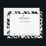 Modern Manuscript Advice voor Bride Zwart-wit Advieskaart<br><div class="desc">Modern Script Wedding Advice for the Bride Advice Kaart in Black and White.</div>