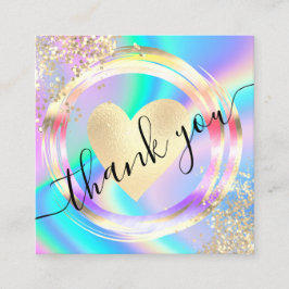 modern manuscript holographic dank u voor uw orde vierkante visitekaartje