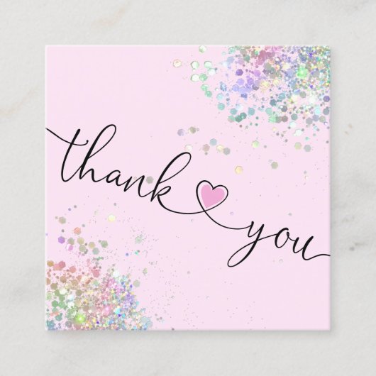 modern manuscript holographic dank u voor uw orde vierkante visitekaartje (Voorkant)