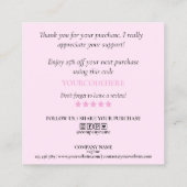 modern manuscript holographic dank u voor uw orde vierkante visitekaartje (Achterkant)