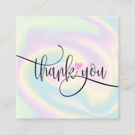 modern manuscript holographic dank u voor uw orde vierkante visitekaartje