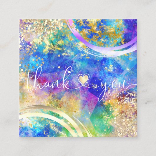 modern manuscript holographic dank u voor uw orde vierkante visitekaartje (Voorkant)