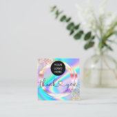 modern manuscript holographic dank u voor uw orde vierkante visitekaartje (Staand voorkant)