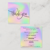 modern manuscript holographic dank u voor uw orde vierkante visitekaartje (Voorkant / Achterkant)