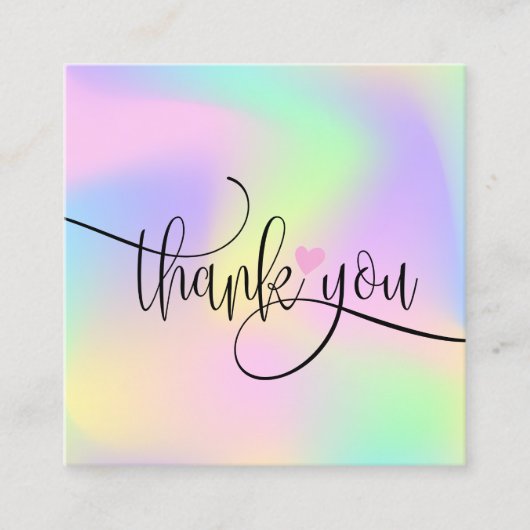 modern manuscript holographic dank u voor uw orde vierkante visitekaartje (Voorkant)