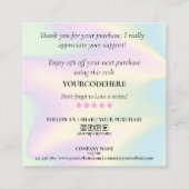 modern manuscript holographic dank u voor uw orde vierkante visitekaartje (Achterkant)
