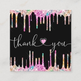 modern manuscript holographic dank u voor uw orde vierkante visitekaartje