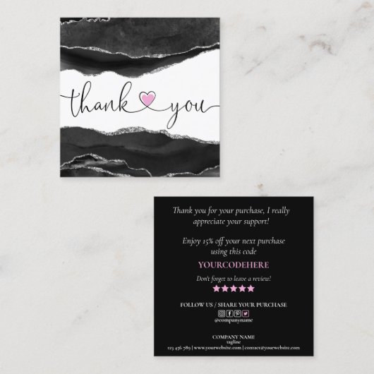 modern manuscript holographic dank u voor uw orde vierkante visitekaartje (Voorkant / Achterkant)
