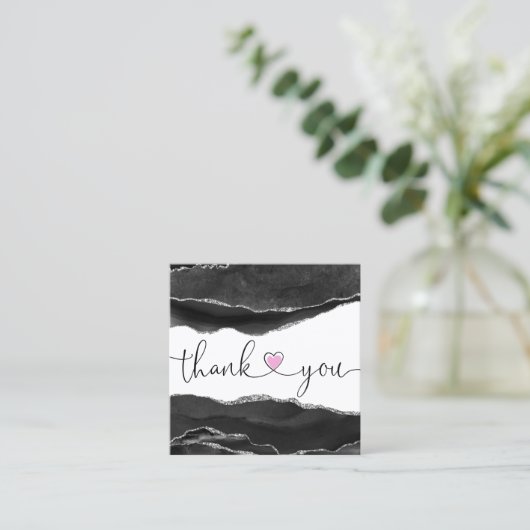 modern manuscript holographic dank u voor uw orde vierkante visitekaartje (Staand voorkant)