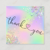 modern manuscript holographic dank u voor uw orde vierkante visitekaartje (Voorkant)