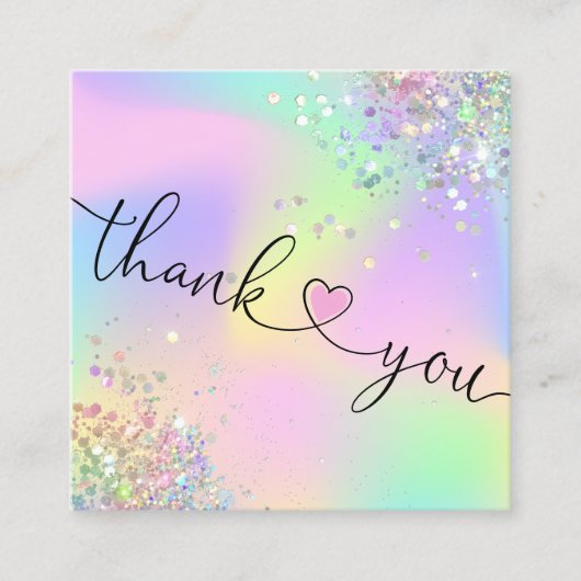 modern manuscript holographic dank u voor uw orde vierkante visitekaartje (Voorkant)