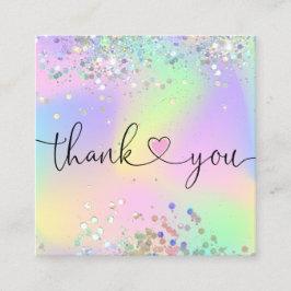 modern manuscript holographic dank u voor uw orde vierkante visitekaartje