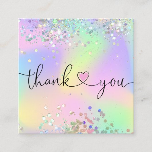 modern manuscript holographic dank u voor uw orde vierkante visitekaartje (Voorkant)