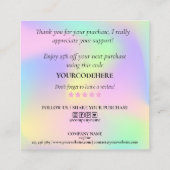 modern manuscript holographic dank u voor uw orde vierkante visitekaartje (Achterkant)