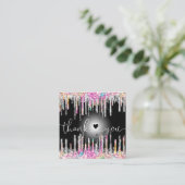 modern manuscript holographic dank u voor uw orde vierkante visitekaartje (Staand voorkant)