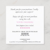 modern manuscript holographic dank u voor uw orde vierkante visitekaartje (Achterkant)