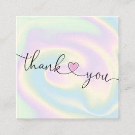 modern manuscript holographic dank u voor uw orde vierkante visitekaartje