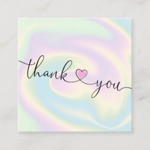 modern manuscript holographic dank u voor uw orde vierkante visitekaartje