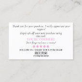 modern manuscript holographic dank u voor uw orde visitekaartje (Achterkant)