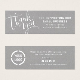 Modern manuscript met logo zaken dank u tussenvoeg mini visitekaartjes