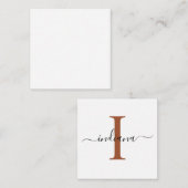 Modern Manuscript Monogram hand-Verpletterde Zwart Notitiekaartje (Voorkant / Achterkant)