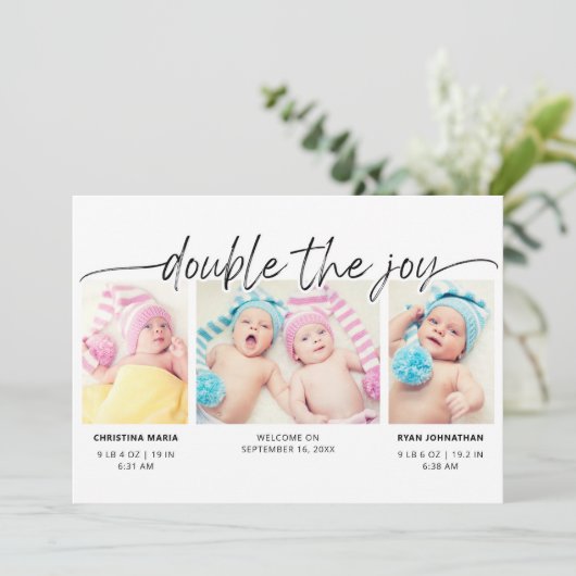 Modern manuscript verdubbelt Joy 4 Foto's Aankondiging (Staand voorkant)