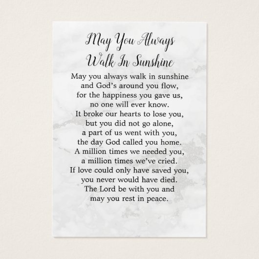 Modern Marble 3 Photo Memorial Funeral Prayer Kaar Visitekaartje (Achterkant)