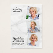 Modern Marble 3 Photo Memorial Funeral Prayer Kaar Visitekaartje (Voorkant)