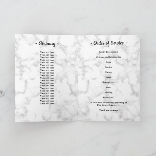 Modern Marble 5 Photo Collage Memorial Funeral Programma (Binnen)