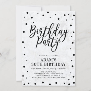 Modern marble Adult 30th Birthday Party Kaart