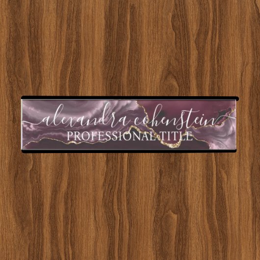 Modern Marble Agate Burgundy Office Door Sign Deurbordje