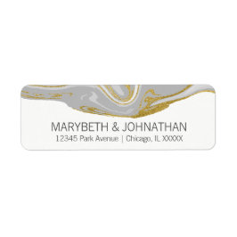 Modern Marble and Gold Wedding Address Label