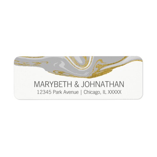 Modern Marble and Gold Wedding Address Label (Voorkant)