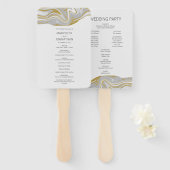 Modern Marble and Gold Wedding Program Hand Fan Handwaaier (Voorkant en achterkant)