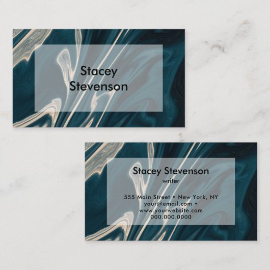 Modern Marble Aqua White Stijlvol Visitekaartje (Voorkant / Achterkant)