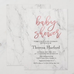 Modern Marble Baby shower Invitation Kaart