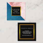 Modern Marble Blue & Gold Beauty Salon Vierkante Visitekaartje (Voorkant / Achterkant)
