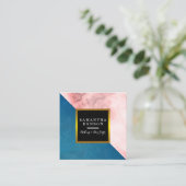 Modern Marble Blue & Gold Beauty Salon Vierkante Visitekaartje (Staand voorkant)
