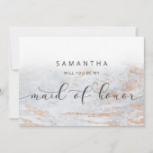 Modern Marble Blue Maid of Honor proposal Kaart (Voorkant)