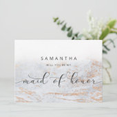 Modern Marble Blue Maid of Honor proposal Kaart (Staand voorkant)