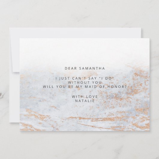 Modern Marble Blue Maid of Honor proposal Kaart (Achterkant)