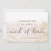 Modern Marble Blush Maid of Honor proposal Kaart (Voorkant)