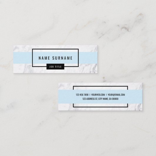 Modern Marble Clean Baby Blue Mini Visitekaartje (Voorkant / Achterkant)