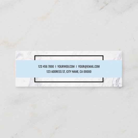 Modern Marble Clean Baby Blue Mini Visitekaartje (Achterkant)