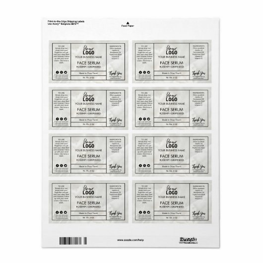 Modern Marble Face Serum Etiket (Full Sheet)