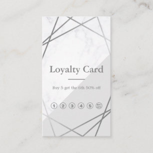 Modern Marble Geometric Silver Grey Loyalty Visitekaartje