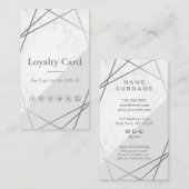Modern Marble Geometric Silver Grey Loyalty Visitekaartje (Voorkant / Achterkant)