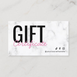 Modern Marble Gift Certificate Visitekaartje