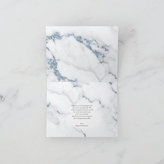 Modern Marble Glitter Bedankt Dusty Blue ID816 Kaart (Binnen)